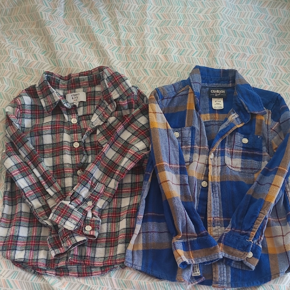 Lot Of 2 Toddler Boy Flannel Shirts Size 4T